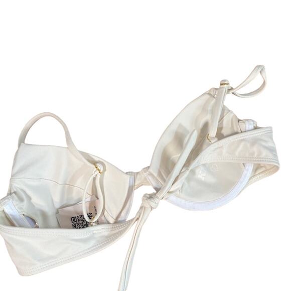 Knight White Adjustable Strap Tie Back Summer Beachy Bikini Top Women Sz L - Picture 2 of 11